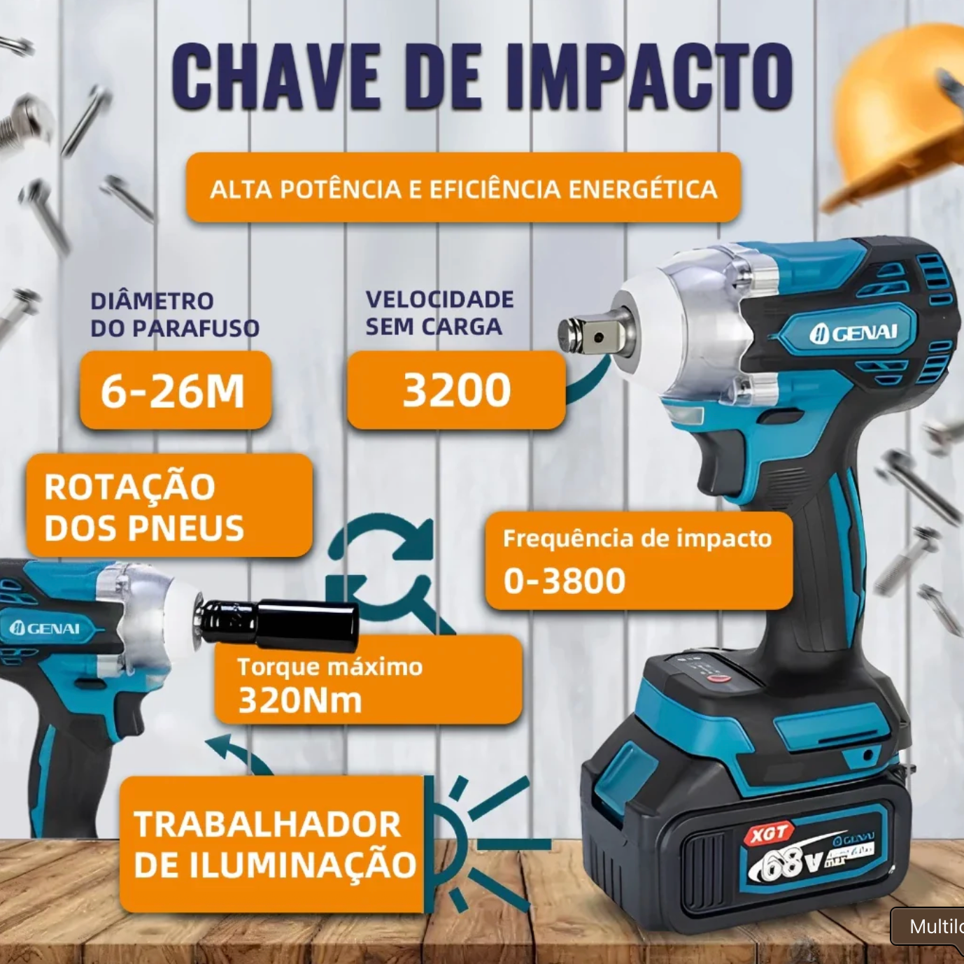 đ„ăPREĂO DE FĂBRICAăđ„ Kit de ferramentas 4 em 1 Furadeira, Chave de fenda/Chave de impacto/Amolador/Martelo 2 baterias de 21 V Caixa