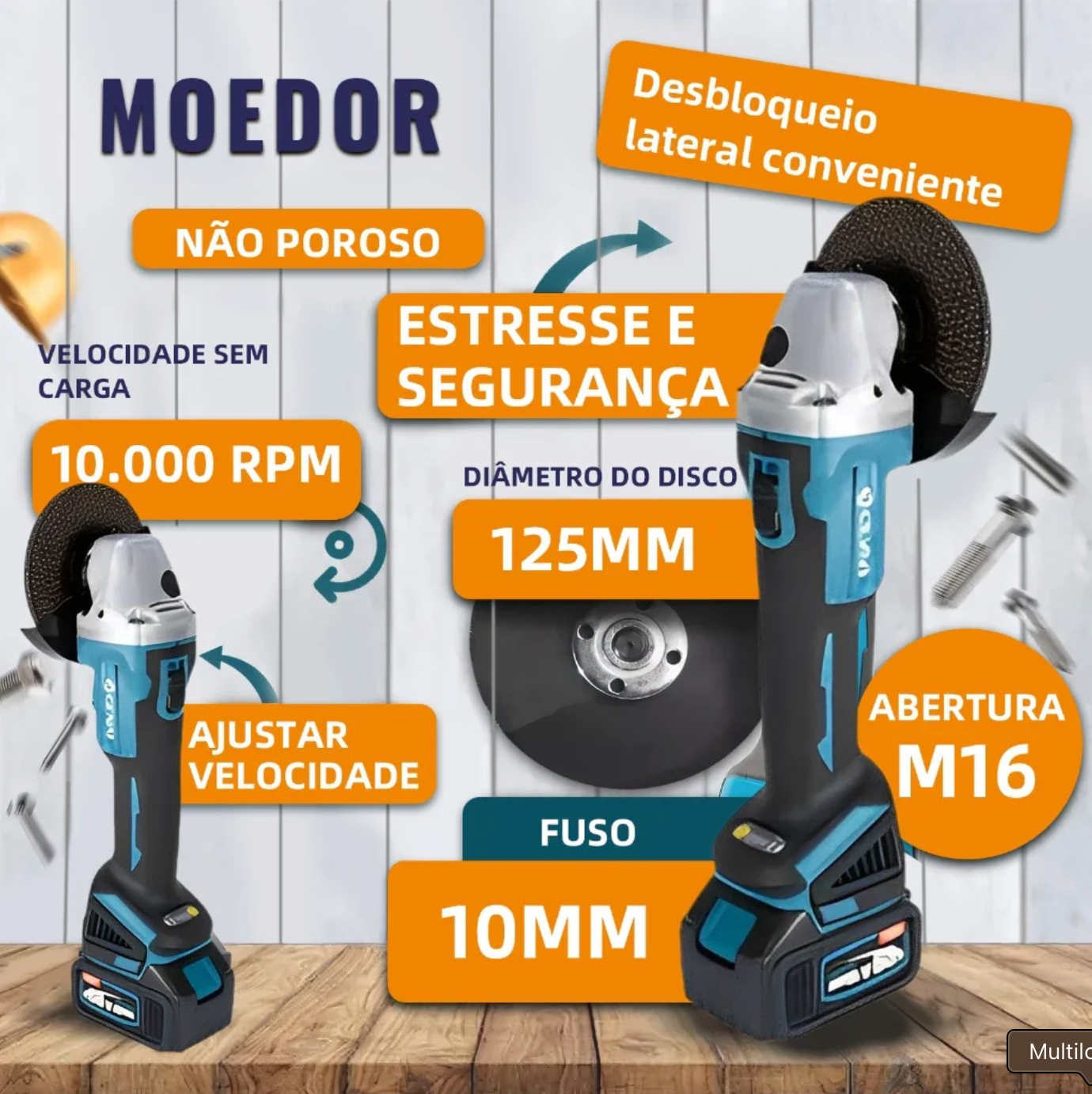 đ„ăPREĂO DE FĂBRICAăđ„ Kit de ferramentas 4 em 1 Furadeira, Chave de fenda/Chave de impacto/Amolador/Martelo 2 baterias de 21 V Caixa