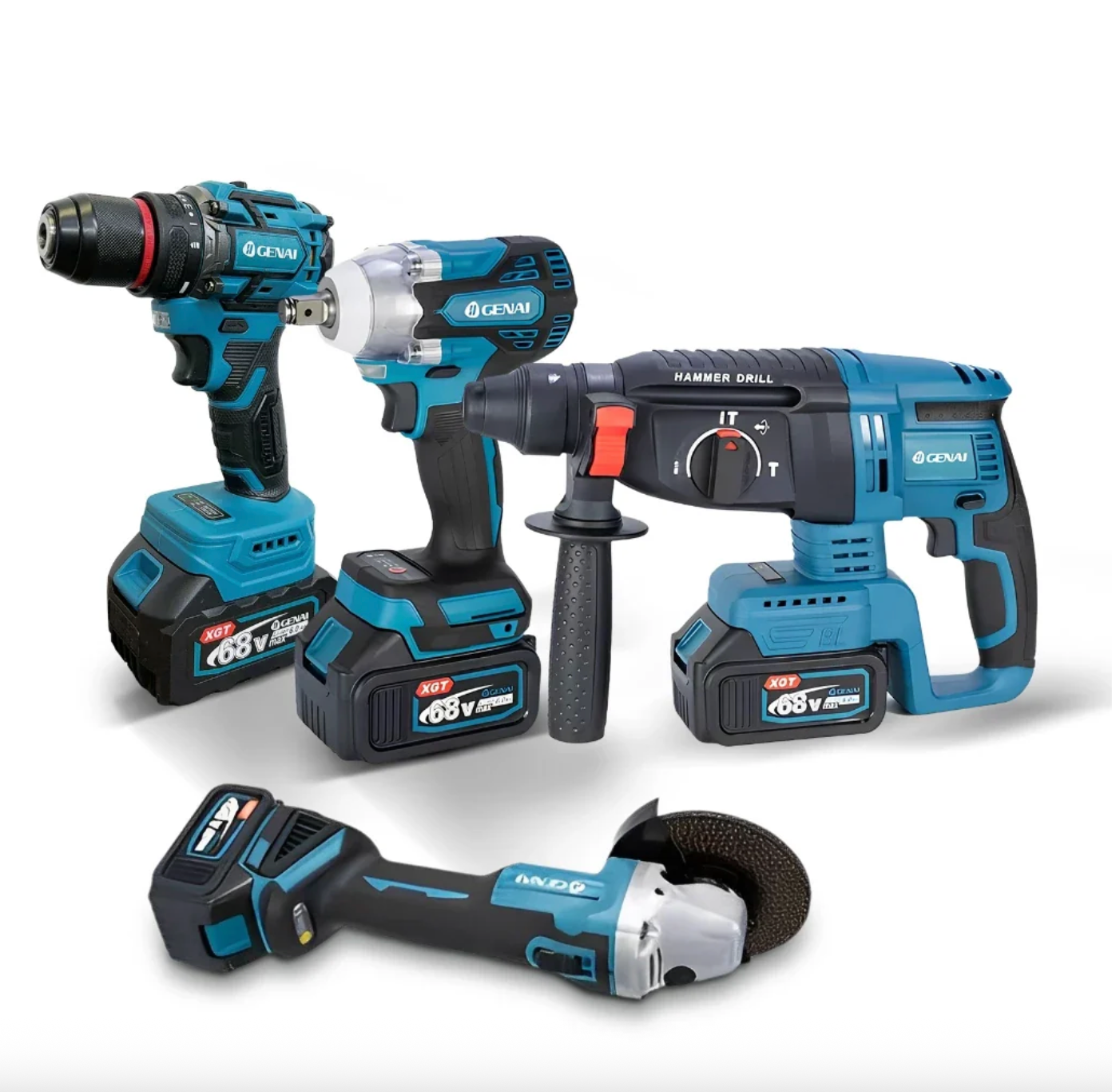 đ„ăPREĂO DE FĂBRICAăđ„ Kit de ferramentas 4 em 1 Furadeira, Chave de fenda/Chave de impacto/Amolador/Martelo 2 baterias de 21 V Caixa