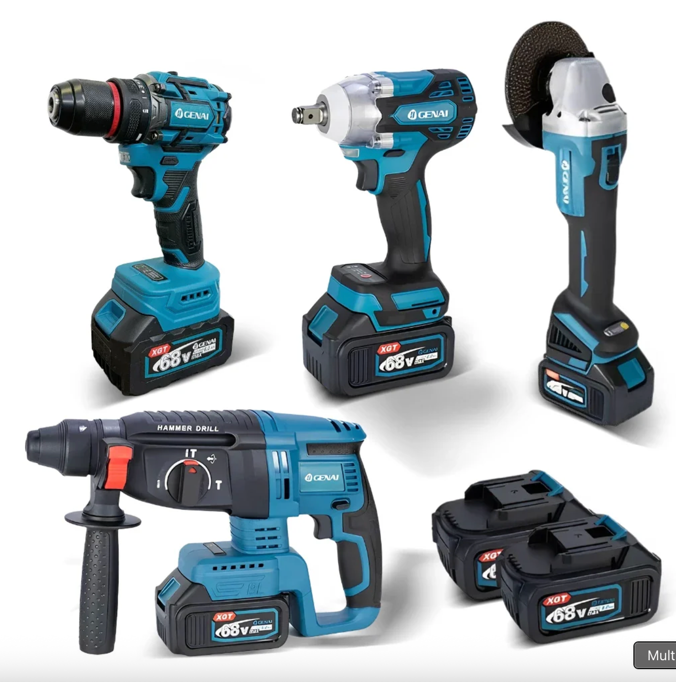 đ„ăPREĂO DE FĂBRICAăđ„ Kit de ferramentas 4 em 1 Furadeira, Chave de fenda/Chave de impacto/Amolador/Martelo 2 baterias de 21 V Caixa