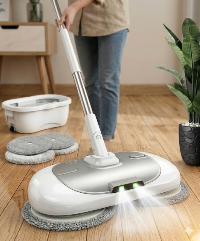 Kit Mop Elétrico 2 em 1 + Brindes Exclusivos: Limpeza Sem Esforço em Minutos!🔥