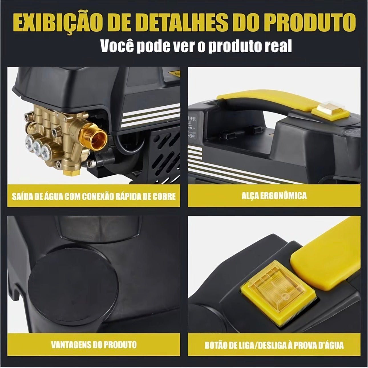 Kit Hanabi Lavadora De Alta Pressão - Motor por Indução de 4800w - 245bar Preto 127v ou 220v 60hz | Vazão 8,8 L/min | Alcance de 10 metros + brindes