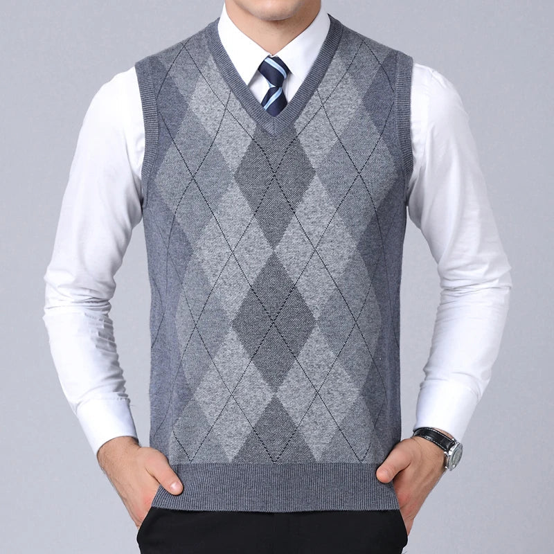 Colete Xadrez Masculino de Lã - Estilo e Conforto