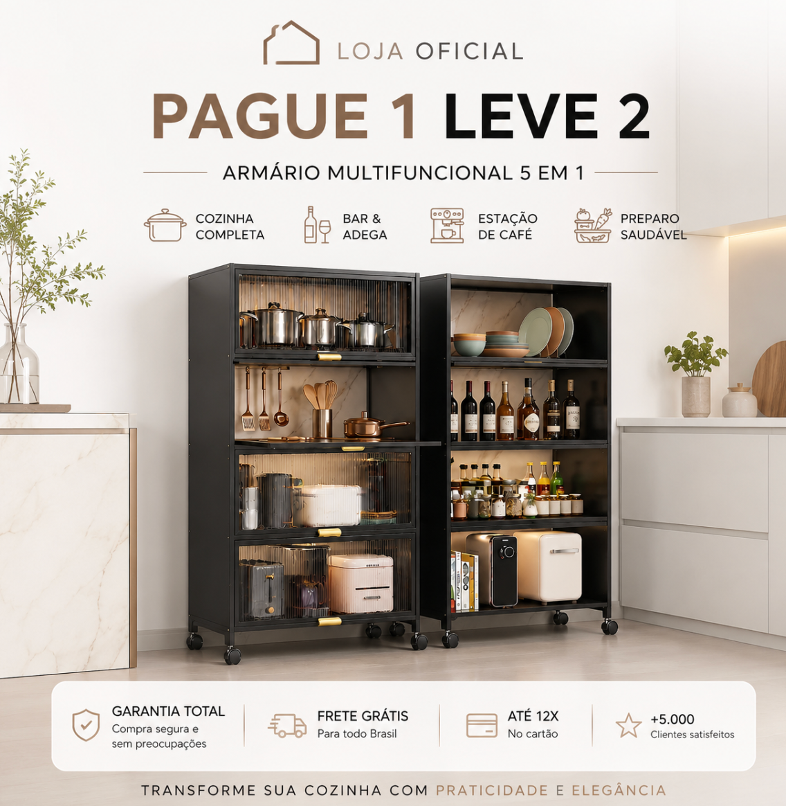 [LEVE 2, PAGUE 1] Armário 5 em 1 Multifuncional + BRINDES EXCLUSIVOS 🔥