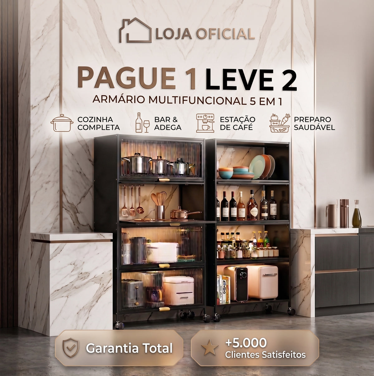 [LEVE 2, PAGUE 1] Armário em Aço Multifuncional 5 em 1 + BRINDES EXCLUSIVOS