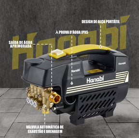 Kit Hanabi Lavadora De Alta Pressão - Motor por Indução de 4800w - 245bar Preto 127v ou 220v 60hz | Vazão 8,8 L/min | Alcance de 10 metros + brindes