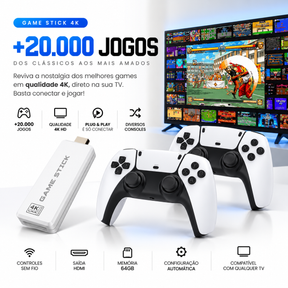 🔥 Mega Promoção - Video Game Stick M15 Pro 4K 3D 64GB 20mil jogos R36S K5 X12 - Branco 🔥