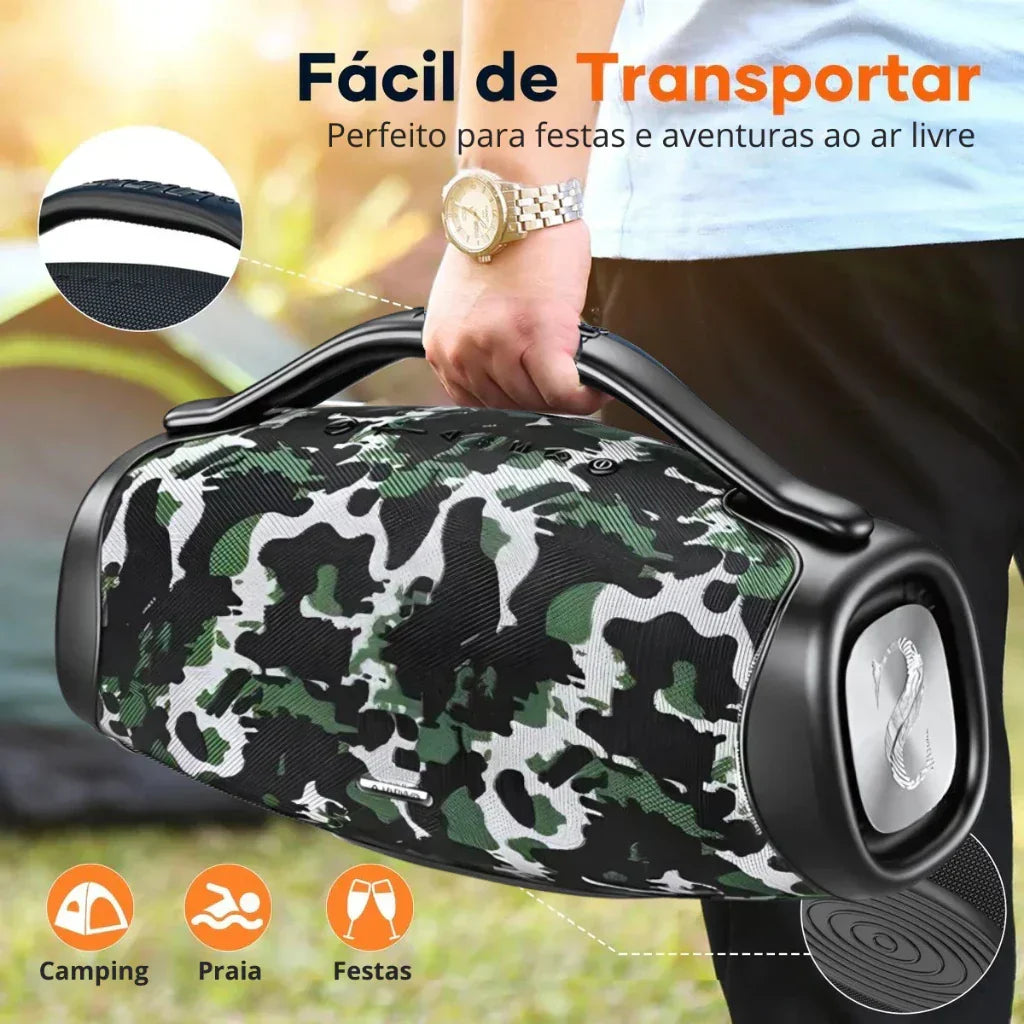 🔥  ÚLTIMAS UNIDADES!! 🔥 Caixa de Som Premium Boombox DR-909 Bluetooth 200w 39000mah Tws Ipx6 + Brindes.