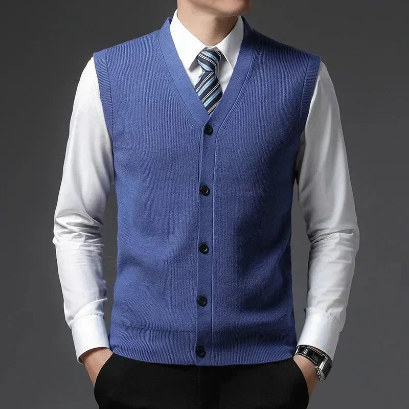 Colete de Malha de Lã Masculino - Elegância e Conforto
