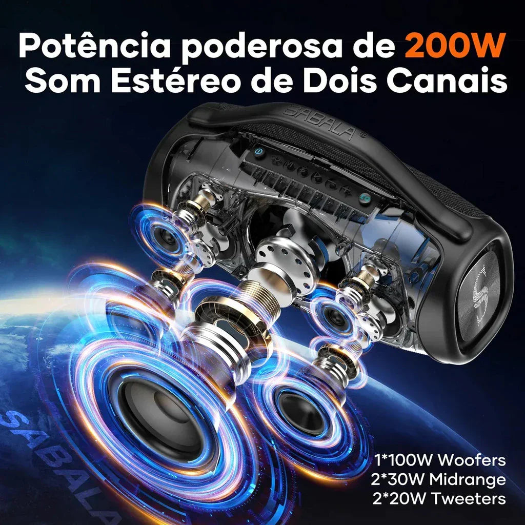 🔥  ÚLTIMAS UNIDADES!! 🔥 Caixa de Som Premium Boombox DR-909 Bluetooth 200w 39000mah Tws Ipx6 + Brindes.